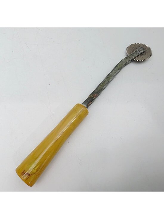 None Other - Butterscotch Bakelite Tracing Wheel Sewing Pattern Tool  Handle 6" VTG